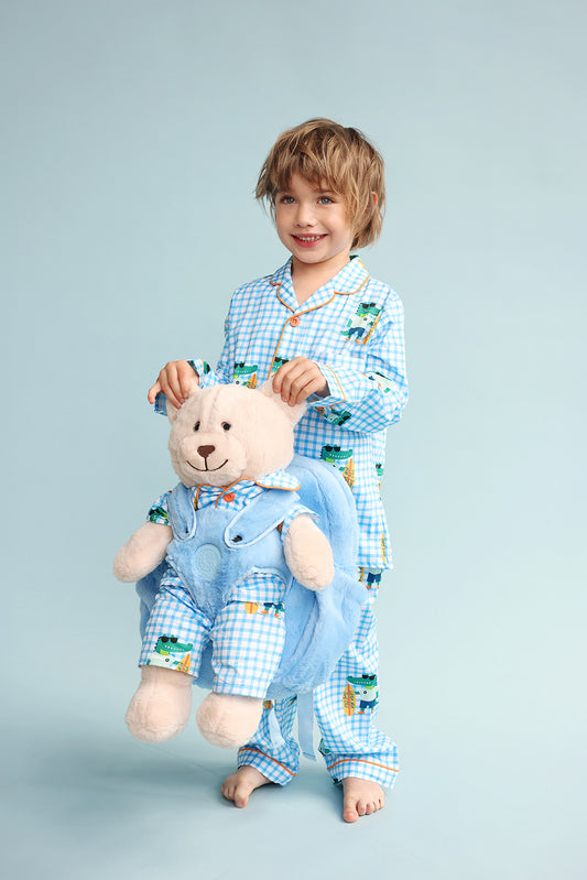 Surfer Dino Sırt Çantalı Uyku Arkadaşlı Pijama Seti