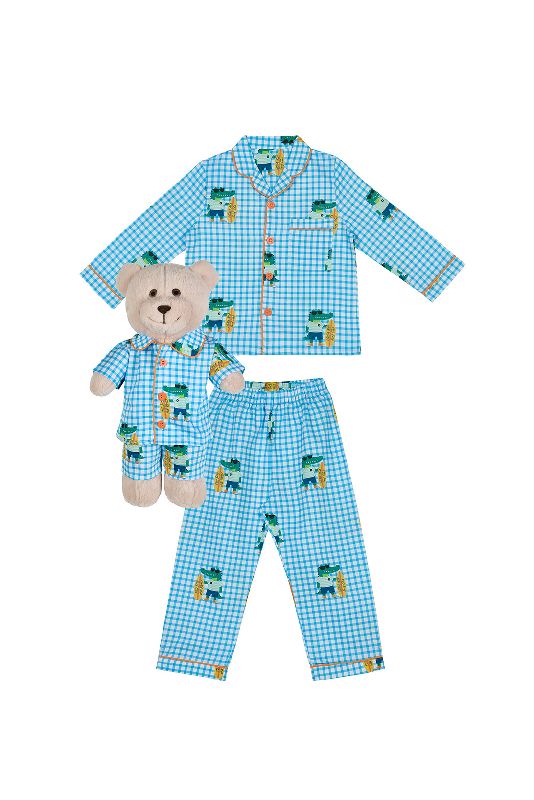 Surfer Dino Sırt Çantalı Uyku Arkadaşlı Pijama Seti