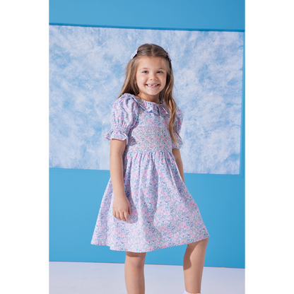 Mini Flower Elbise ve Mini Fiyonk Toka Aksesuar