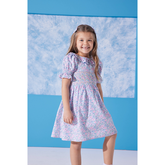 Mini Flower Elbise ve Mini Fiyonk Toka Aksesuar