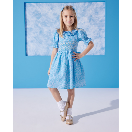 Turquoise Elbise ve Mini Fiyonk Toka Aksesuar