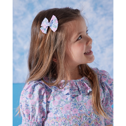 Mini Flower Elbise ve Mini Fiyonk Toka Aksesuar