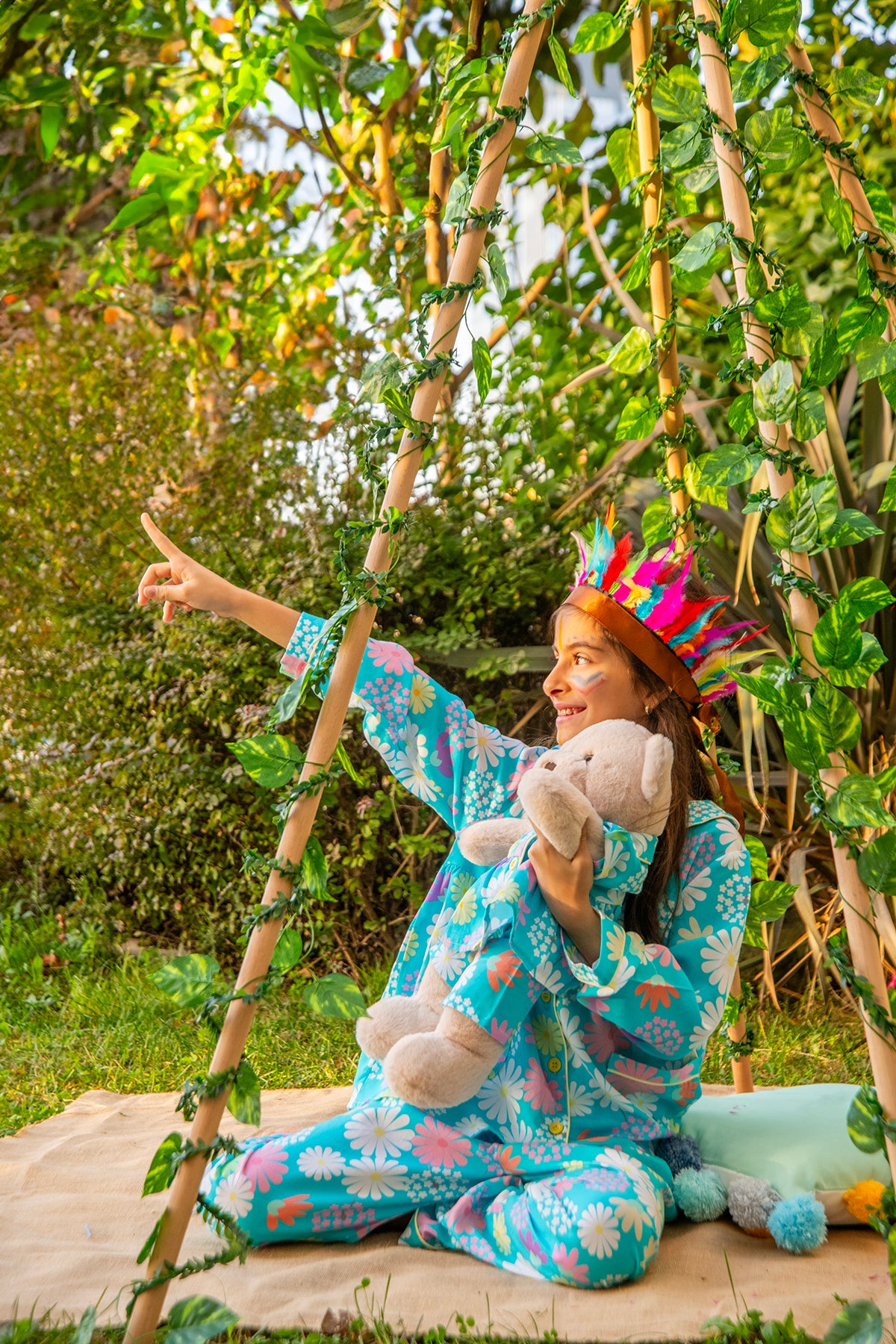 Turquoise Uyku Arkadaşlı Pijama Seti